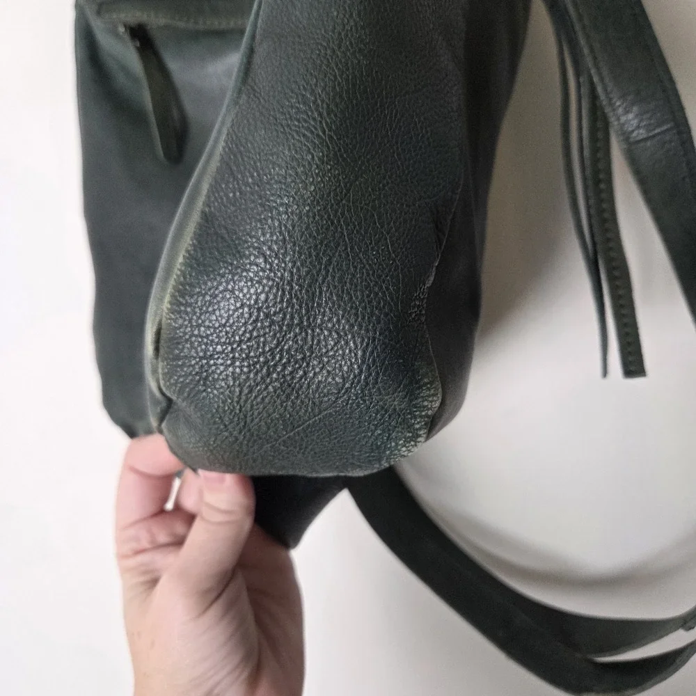Vilenca Holland Green Leather Hobo Bag‎ Tassle Crossbody Purse